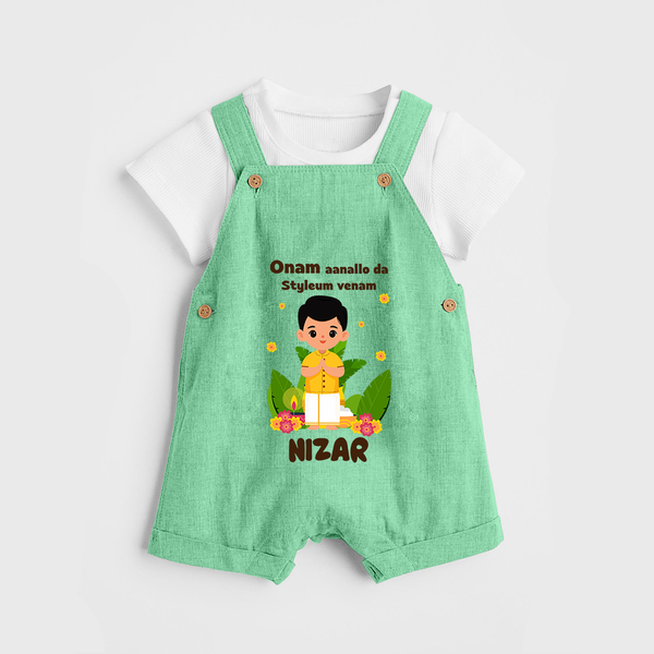 Onam Style Traditional Boy Dungaree - GREEN - 0 - 5 Months Old (Chest 18")