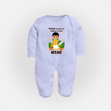 Onam Style Traditional Boy Full Body Suit - BABY BLUE - New Born (Chest 7.5")