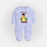 Onam Aanallo Da Styleum Venam Sleep Suit | Custom Baby Sleep Suit for Onam Style - BABY BLUE - New Born (Chest 7.5")