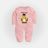 Onam Style Traditional Boy Full Body Suit - BABY PINK - New Born (Chest 7.5")