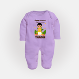 Onam Aanallo Da Styleum Venam Sleep Suit | Custom Baby Sleep Suit for Onam Style - LILAC - New Born (Chest 7.5")