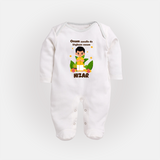 Onam Style Traditional Boy Full Body Suit - WHITE - New Born (Chest 7.5")