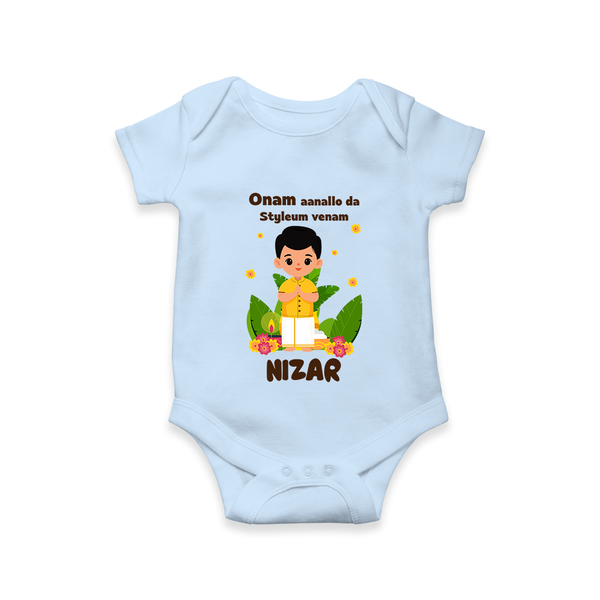 Onam Style Traditional Boy Romper - BABY BLUE - New Born (Chest 14")