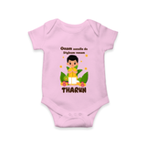 Onam Aanallo Da Styleum Venam Romper / Onesie | Custom Baby Romper / Onesie for Onam Style - BABY PINK - New Born (Chest 14")