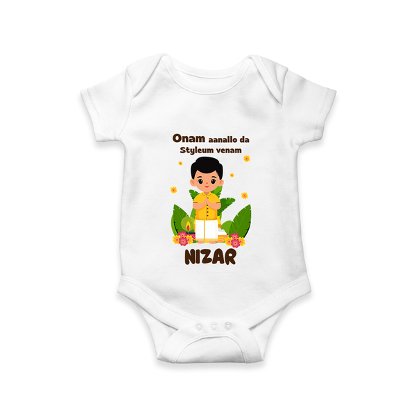 Onam Style Traditional Boy Romper - WHITE - New Born (Chest 14")