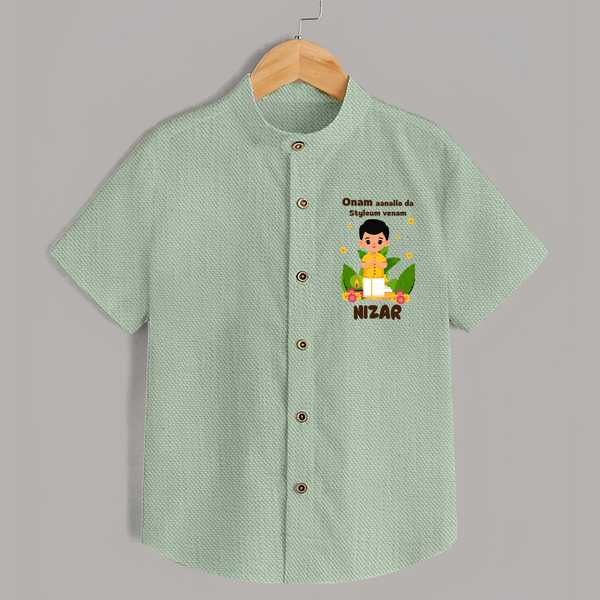 Onam Style Traditional Boy Shirt - MINT GREEN - 0 - 6 Months Old (Chest 23")
