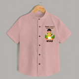 Onam Style Traditional Boy Shirt - PEACH - 0 - 6 Months Old (Chest 23")