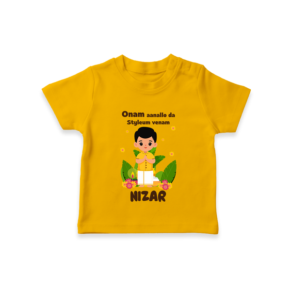 Onam Style Traditional Boy T Shirt - CHROME YELLOW - 0-5 Months Old (Chest 17")