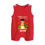 Onam Aanallo Da Styleum Venam Romper Suit | Custom Baby Romper Suit for Onam Style - RED - 0 - 5 Months Old (Chest 18")