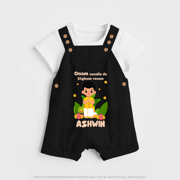Onam Style Traditional Boy Dungaree - BLACK - 0 - 5 Months Old (Chest 18")