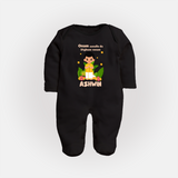 Onam Style Traditional Boy Full Body Suit - BLACK - New Born (Chest 7.5")