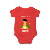 Onam Aanallo Da Styleum Venam Romper / Onesie | Custom Baby Romper / Onesie for Onam Style - RED - New Born (Chest 14")