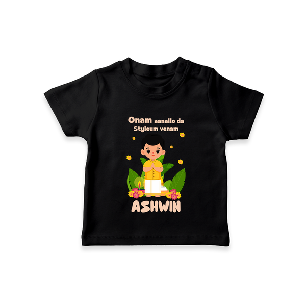 Onam Style Traditional Boy T Shirt - BLACK - 0-5 Months Old (Chest 17")
