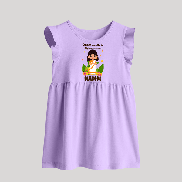 Onam Style Traditional Girl Baby Frock - LILAC - 0 - 3 Months Old (Chest 17")