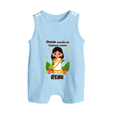 Onam Style Traditional Girl Button Romper - BABY BLUE - New Born (Chest 18")
