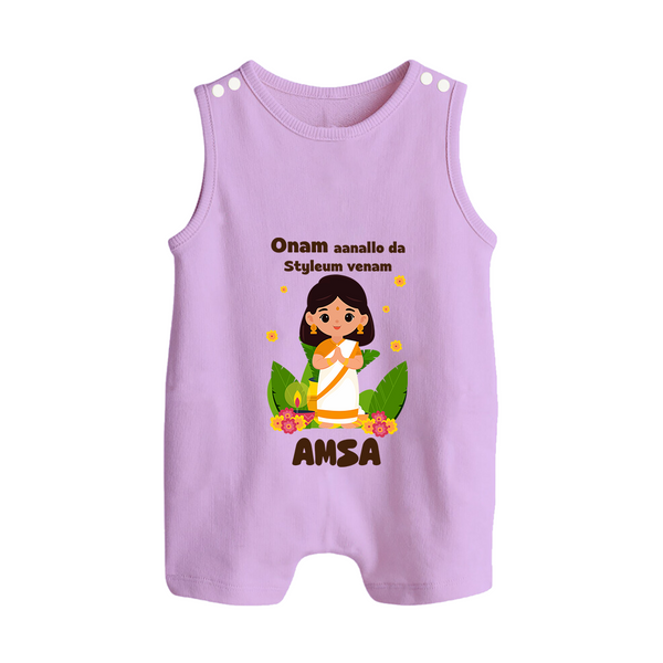 Onam Aanallo Da Styleum Venam Romper Suit | Personalized Baby Romper Suit for Onam Festival - LILAC - 0 - 5 Months Old (Chest 18")