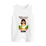 Onam Style Traditional Girl Button Romper - WHITE - New Born (Chest 18")