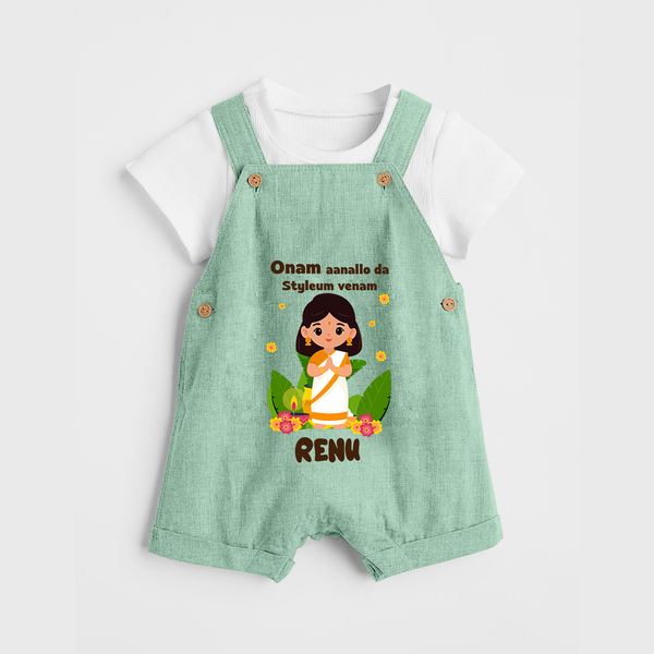 Onam Style Traditional Girl Dungaree - MINT GREEN - 0 - 5 Months Old (Chest 18")