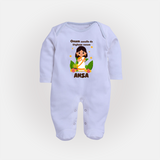 Onam Aanallo Da Styleum Venam Sleep Suit | Personalized Baby Sleep Suit for Onam Festival - BABY BLUE - New Born (Chest 7.5")