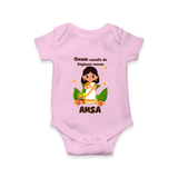 Onam Aanallo Da Styleum Venam Romper / Onesie | Personalized Baby Romper / Onesie for Onam Festival - BABY PINK - New Born (Chest 14")