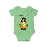 Onam Style Traditional Girl Romper - GREEN - New Born (Chest 14")