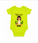 Onam Style Traditional Girl Romper - LIME GREEN - New Born (Chest 14")