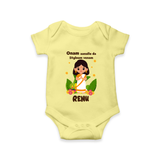 Onam Style Traditional Girl Romper - PASTEL YELLOW - New Born (Chest 14")