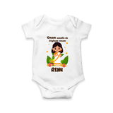 Onam Style Traditional Girl Romper - WHITE - New Born (Chest 14")