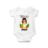 Onam Aanallo Da Styleum Venam Romper / Onesie | Personalized Baby Romper / Onesie for Onam Festival - WHITE - New Born (Chest 14")