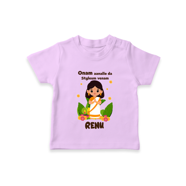 Onam Style Traditional Girl T Shirt - LILAC - 0-5 Months Old (Chest 17")