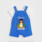 Onam Aanallo Da Styleum Venam Dungaree Set | Personalized Baby Dungaree Set for Onam Festival - COBALT BLUE - 0 - 5 Months Old (Chest 18")