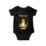 Onam Style Traditional Girl Romper - BLACK - New Born (Chest 14")