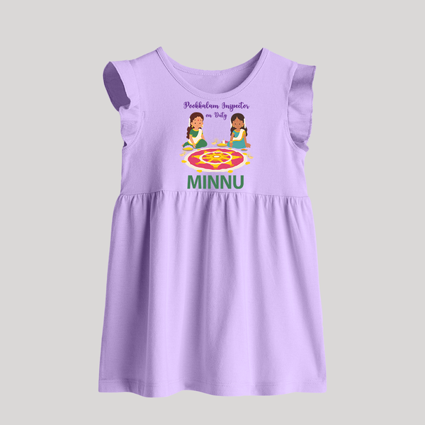 Pookalam Inspector On Duty Baby Frock - LILAC - 0 - 3 Months Old (Chest 17")