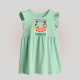 Pookalam Inspector On Duty Baby Frock - MINT GREEN - 0 - 3 Months Old (Chest 17")