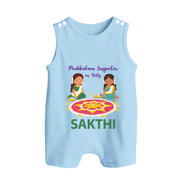 Pookalam Inspector On Duty Button Romper - BABY BLUE - New Born (Chest 18")