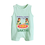 Pookalam Inspector On Duty Button Romper - MINT GREEN - New Born (Chest 18")