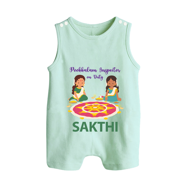 Pookalam Inspector On Duty Button Romper - MINT GREEN - New Born (Chest 18")