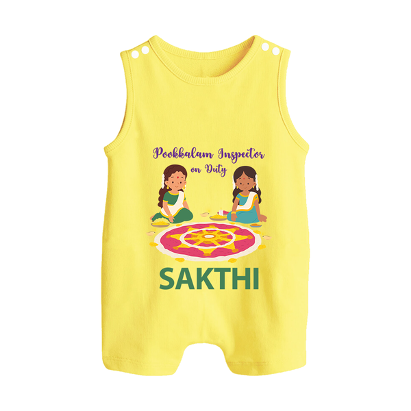 Pookalam Inspector On Duty Button Romper - PASTEL YELLOW - New Born (Chest 18")