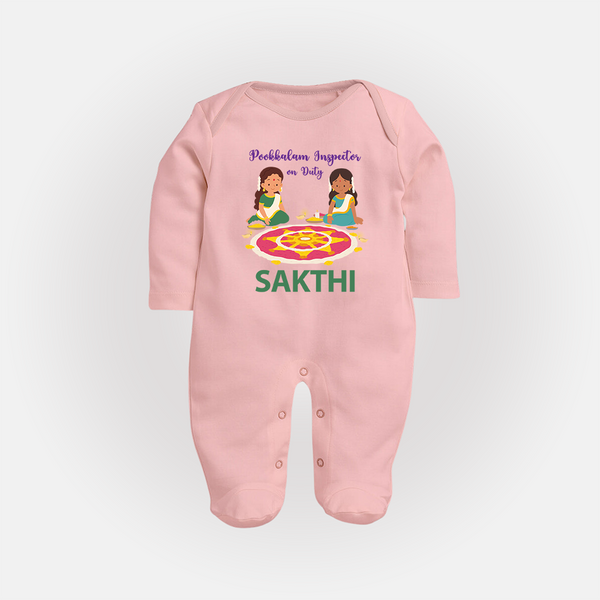 Pookalam Inspector On Duty Full Body Suit - BABY PINK - New Born (Chest 7.5")