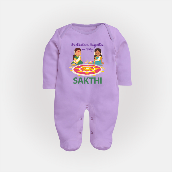 Pookalam Inspector On Duty Full Body Suit - LILAC - New Born (Chest 7.5")