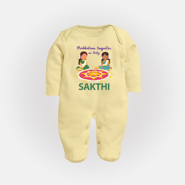 Pookalam Inspector On Duty Full Body Suit - PASTEL YELLOW - New Born (Chest 7.5")