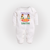 Pookalam Inspector On Duty Full Body Suit - WHITE - New Born (Chest 7.5")