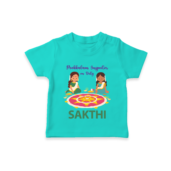 Pookalam Inspector On Duty T Shirt - TEAL - 0-5 Months Old (Chest 17")