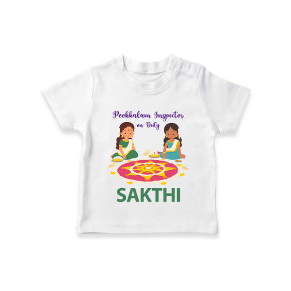 Pookalam Inspector On Duty T Shirt - WHITE - 0-5 Months Old (Chest 17")