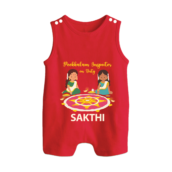 Pookalam Inspector On Duty Button Romper - RED - New Born (Chest 18")