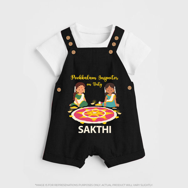Pookalam Inspector On Duty Dungaree - BLACK - 0 - 5 Months Old (Chest 18")