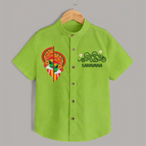 Kathakali Heritage Split Face Personalized Shirt - LIME GREEN - 0 - 6 Months Old (Chest 23")