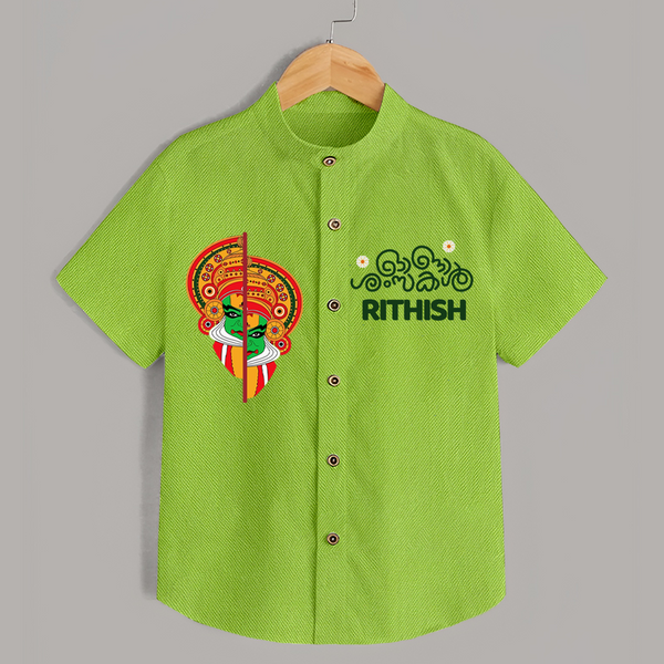 Happy Onam Special Edition Shirt | Personalized Baby Shirt for Onam Celebrations - LIME GREEN - 0 - 6 Months Old (Chest 23")