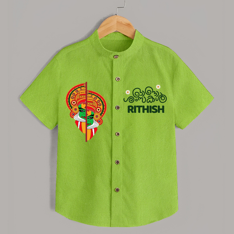 Happy Onam Special Edition Shirt | Personalized Baby Shirt for Onam Celebrations - LIME GREEN - 0 - 6 Months Old (Chest 23")