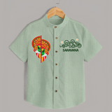 Kathakali Heritage Split Face Personalized Shirt - MINT GREEN - 0 - 6 Months Old (Chest 23")